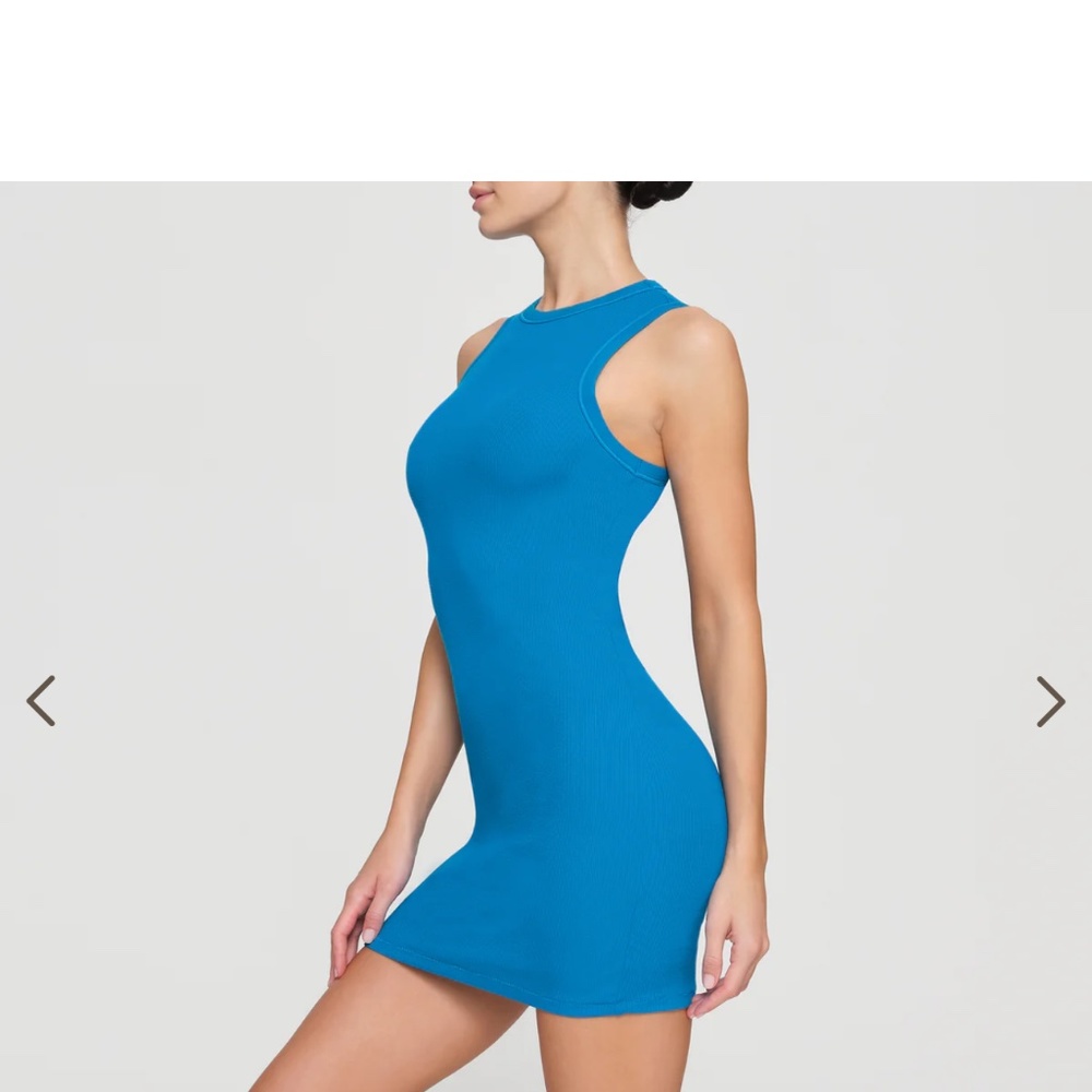 SKIMS Cotton Rib Tank Dress Mykonos Blue